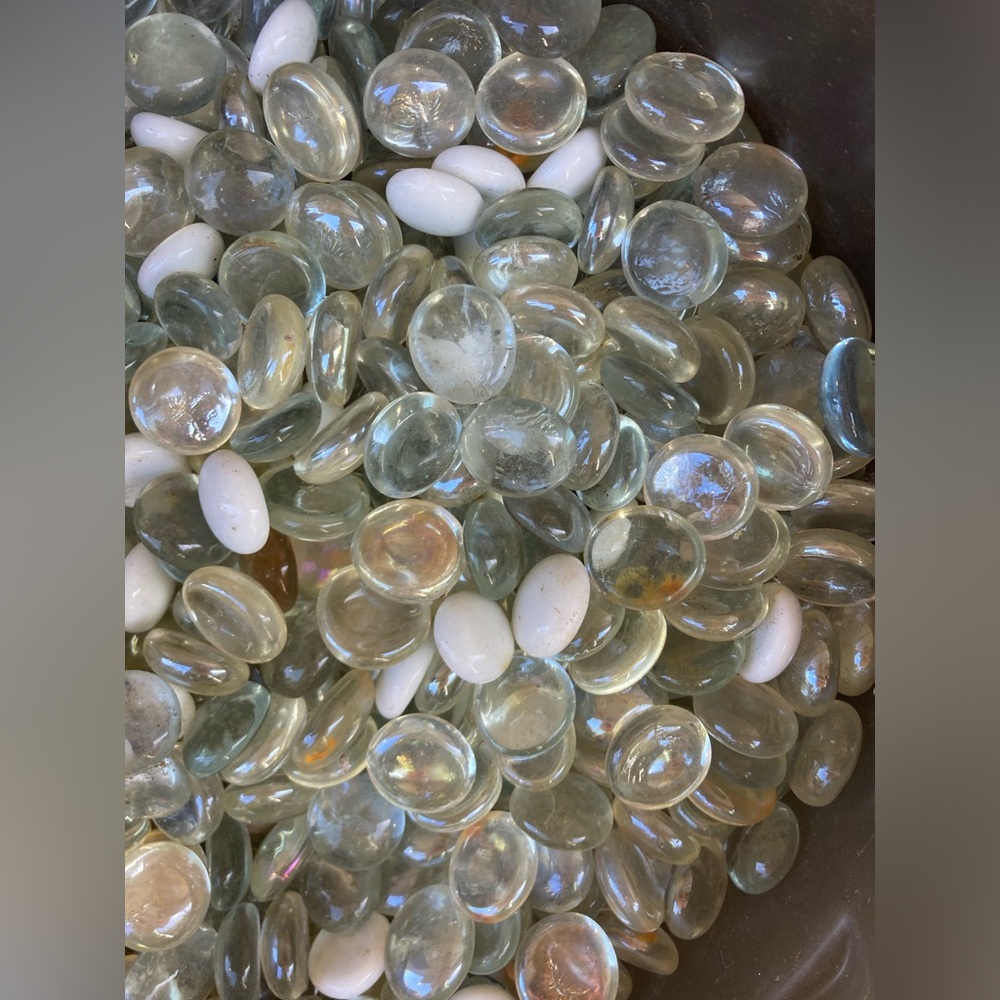 Clear Glass & White Marbles